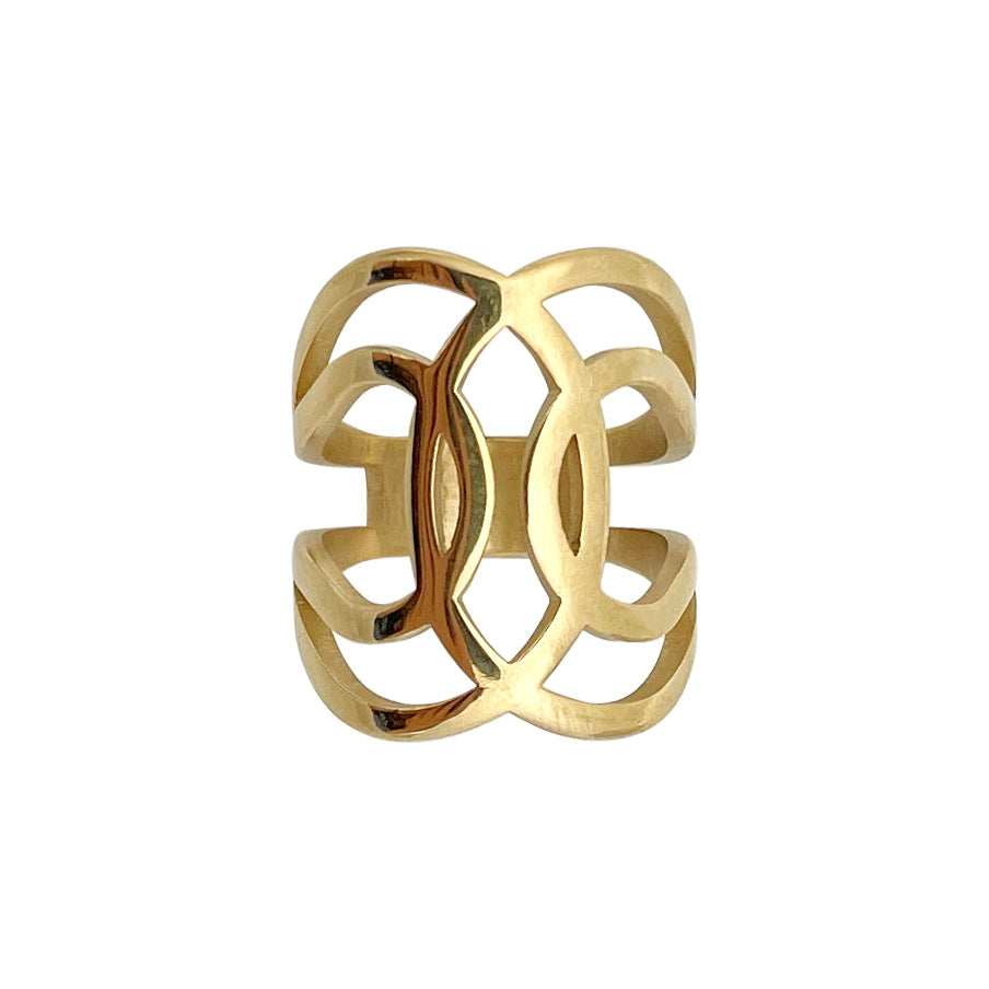 Wholesale Stainless Steel 14K Geometric Ring Gold Plating